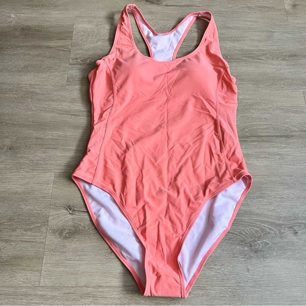 Nicole Miller One Piece Bathing Suit Coral Peach SZ L NWT